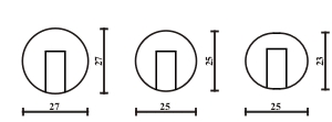 Model 3, Model 5 and Model 7 heads, drawings with their sizes